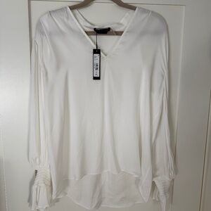 Alice + Olivia Women's White Onica Chiffon Blouse